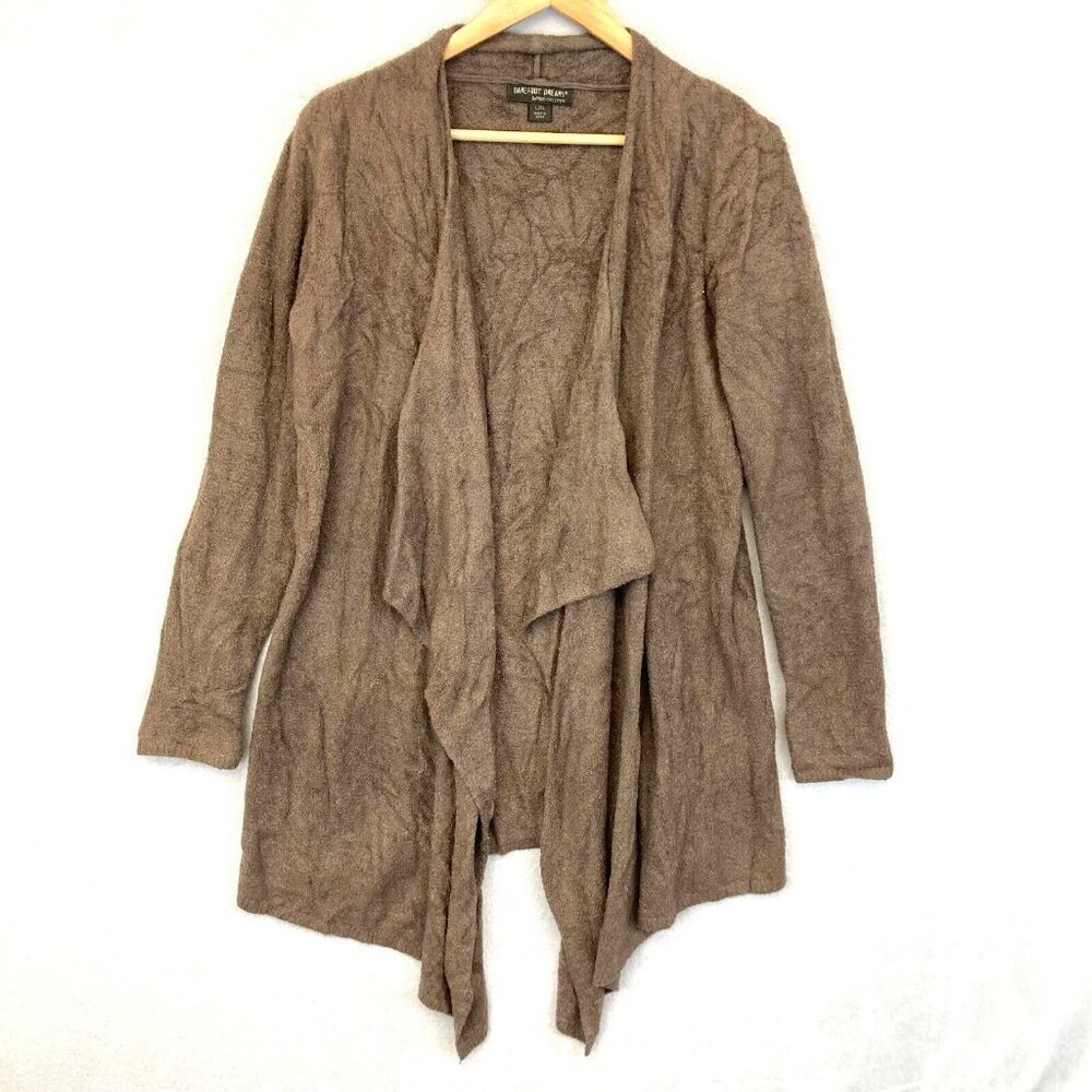 Barefoot Dreams Bamboo Chic Lite Waterfall Cardigan Womens L/XL Tan Brown 436